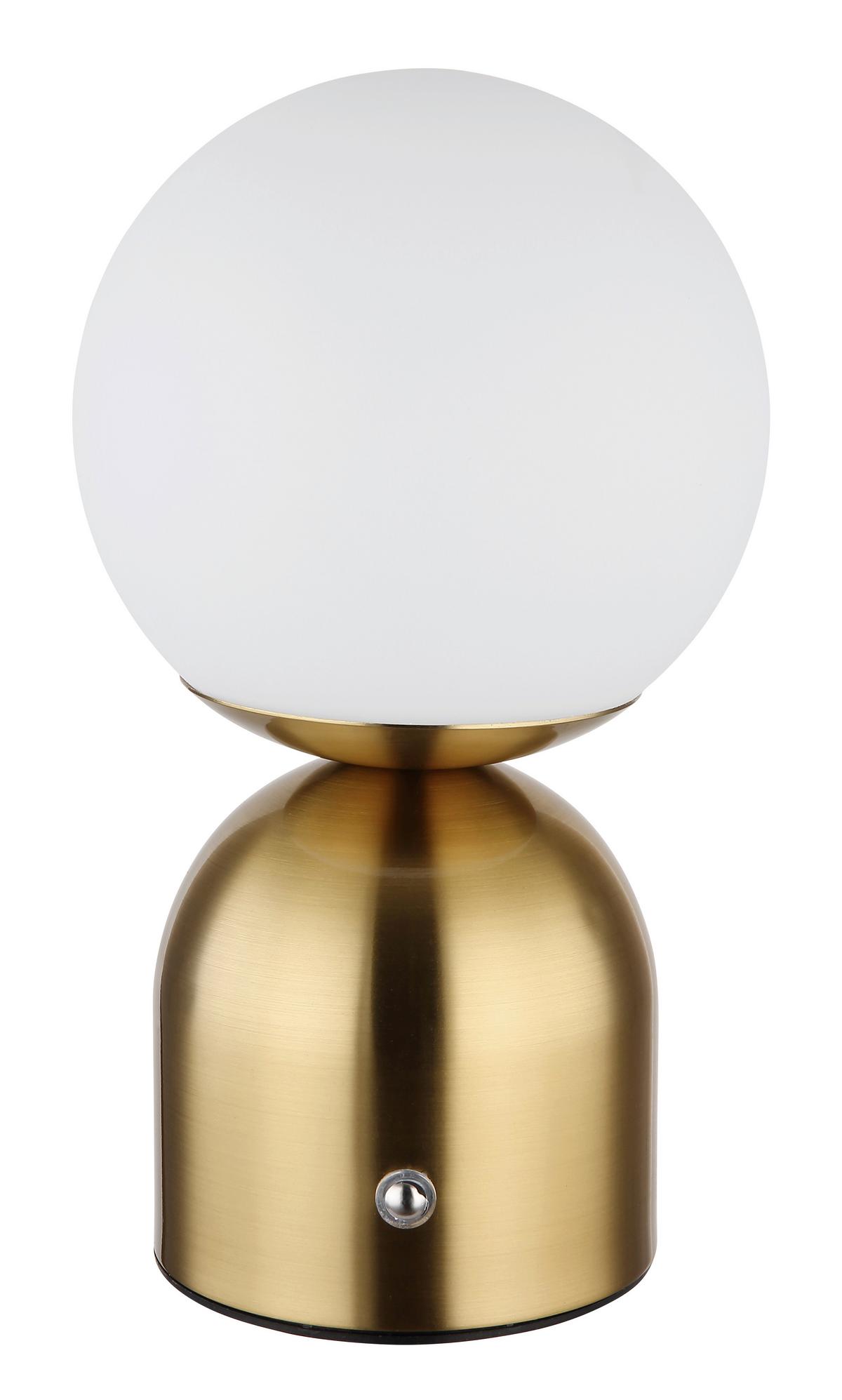 AKKU-TISCHLEUCHTE 21006M - Messingfarben/Opal, Konventionell, Kunststoff/Metall (12/21cm) - Globo