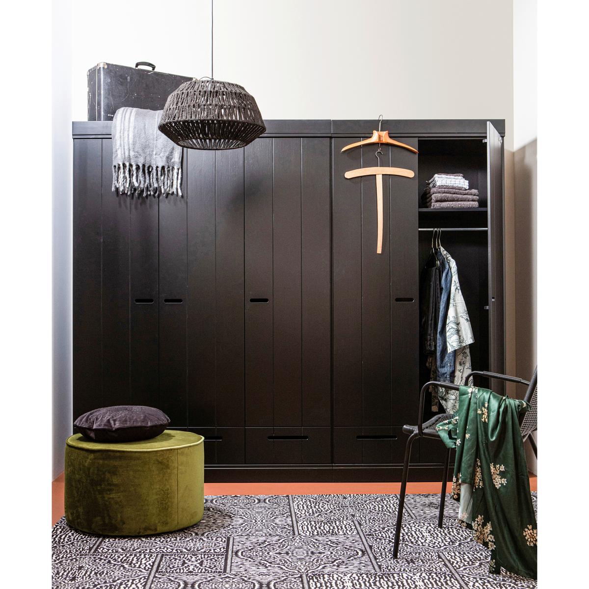 Drehtürenschrank Connect Schwarz - Schwarz, Design, Holz (140/195/53cm) - Livetastic