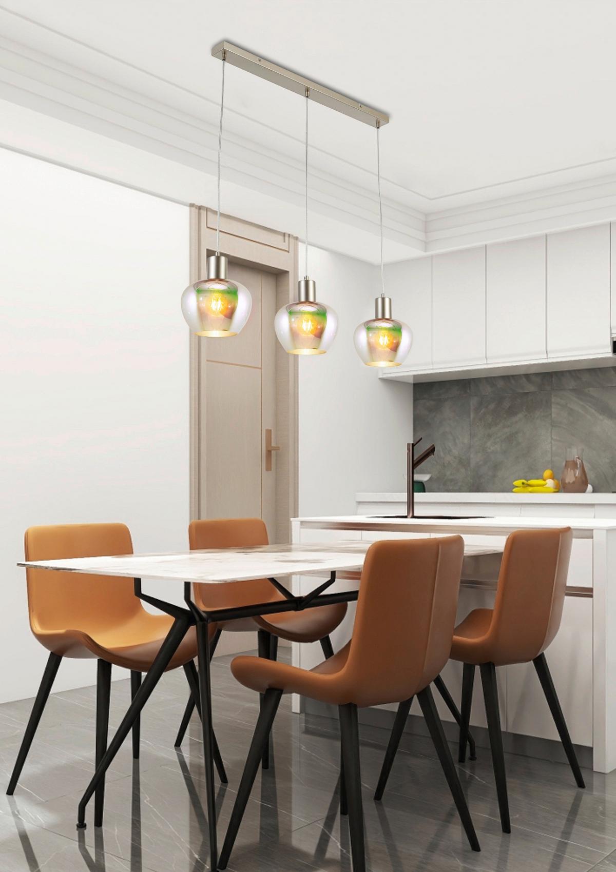 Hängeleuchte Reni Champagnerfarben max.120 Watt - Champagner/Transparent, MODERN, Glas/Kunststoff (86/18/120cm)