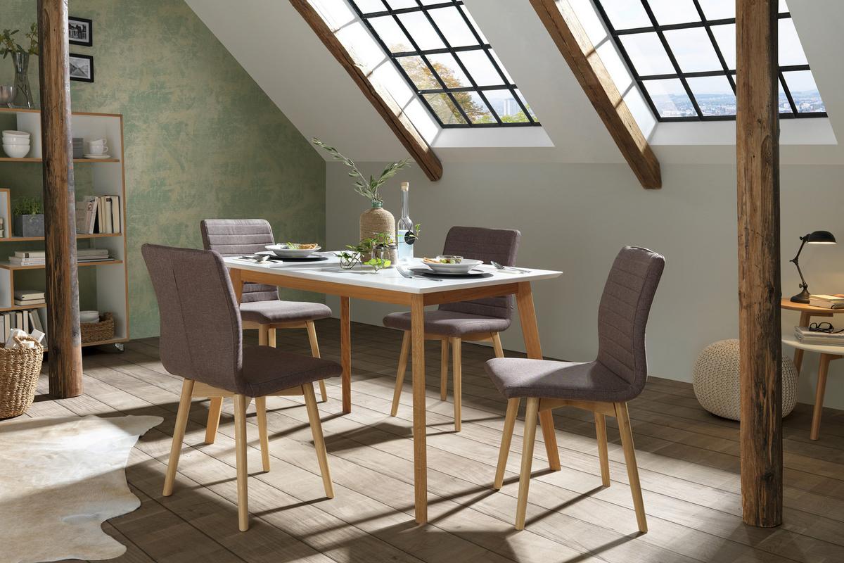 STÓŁ DO JADALNI VINKO -TOP- - kolor dębowy/biały, Design, materiał drewnopochodny/drewno (120/80/75cm) - Livetastic