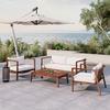 Loungegarnitur Pia Weiß Akazie/Outdoorstoff - Naturfarben/Akaziefarben, MODERN, Holz/Textil (150/70/79cm) - Bessagi Garden