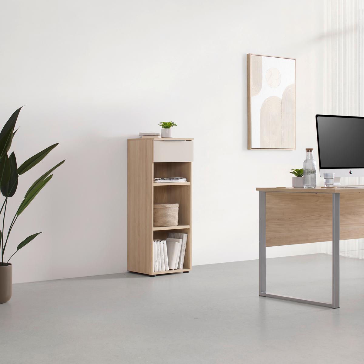 Regal Siena Eiche/Kaschmirfarben - Kaschmir/Chromfarben, MODERN, Holzwerkstoff/Metall (40/110/38cm) - Mömax
