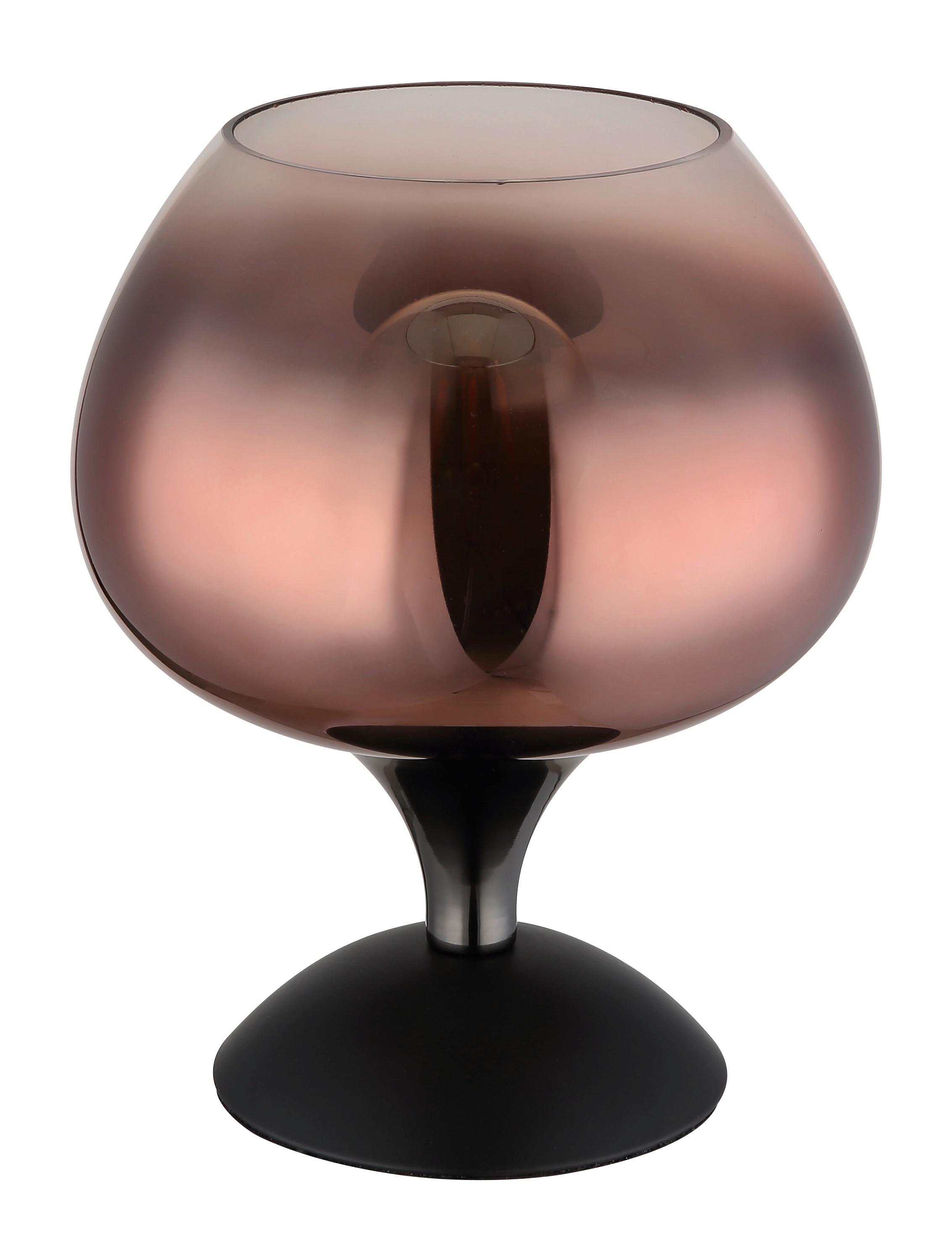 Tischleuchte Maxy Kupferfarben max. 40 Watt - Klar/Schwarz, Basics, Glas/Metall (15/20,5cm) - Globo