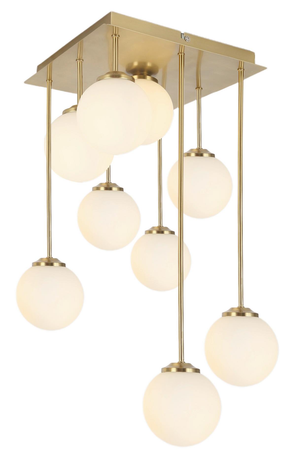 LAMPA WISZĄCA MONA - biały/kolor złoty, Trend, metal/szkło (31/31/55,5cm) - Novel