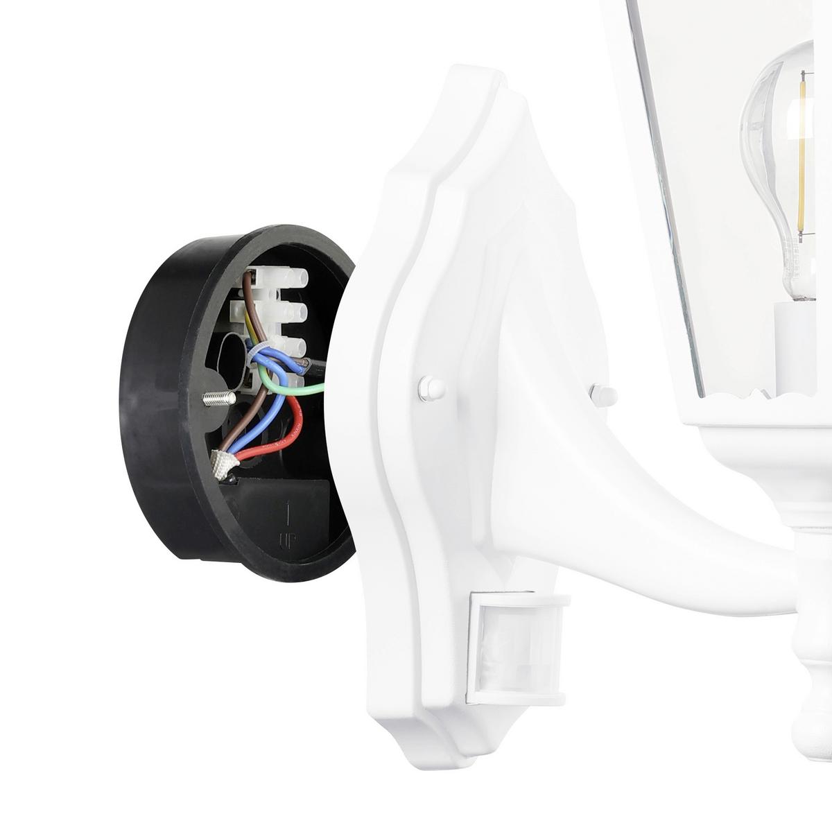 Aussenwandleuchte Navedo Mit Sensor Weiss - Klar/Weiss, Basics, Glas/Metall (20cm) - Eglo