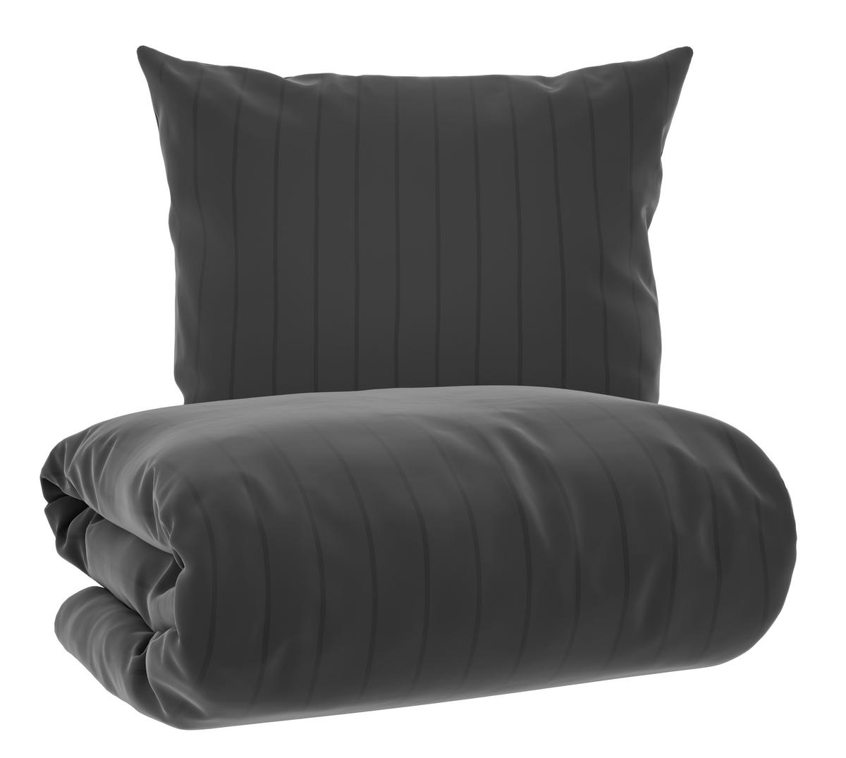 Bettwäsche Dobby Streif Schwarz ca. 135x200cm - Schwarz, Textil (140/200cm) - Mömax