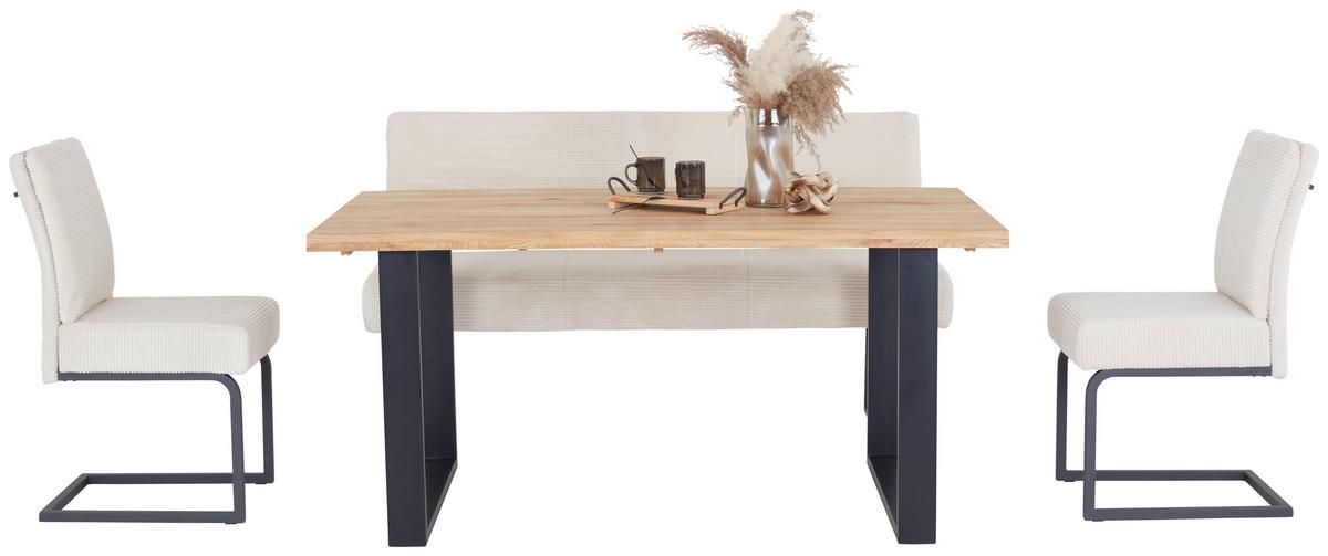 Masă WOOD 160 - culoare natur/negru, Konventionell, lemn/metal (160/75/90cm) - Modern Living