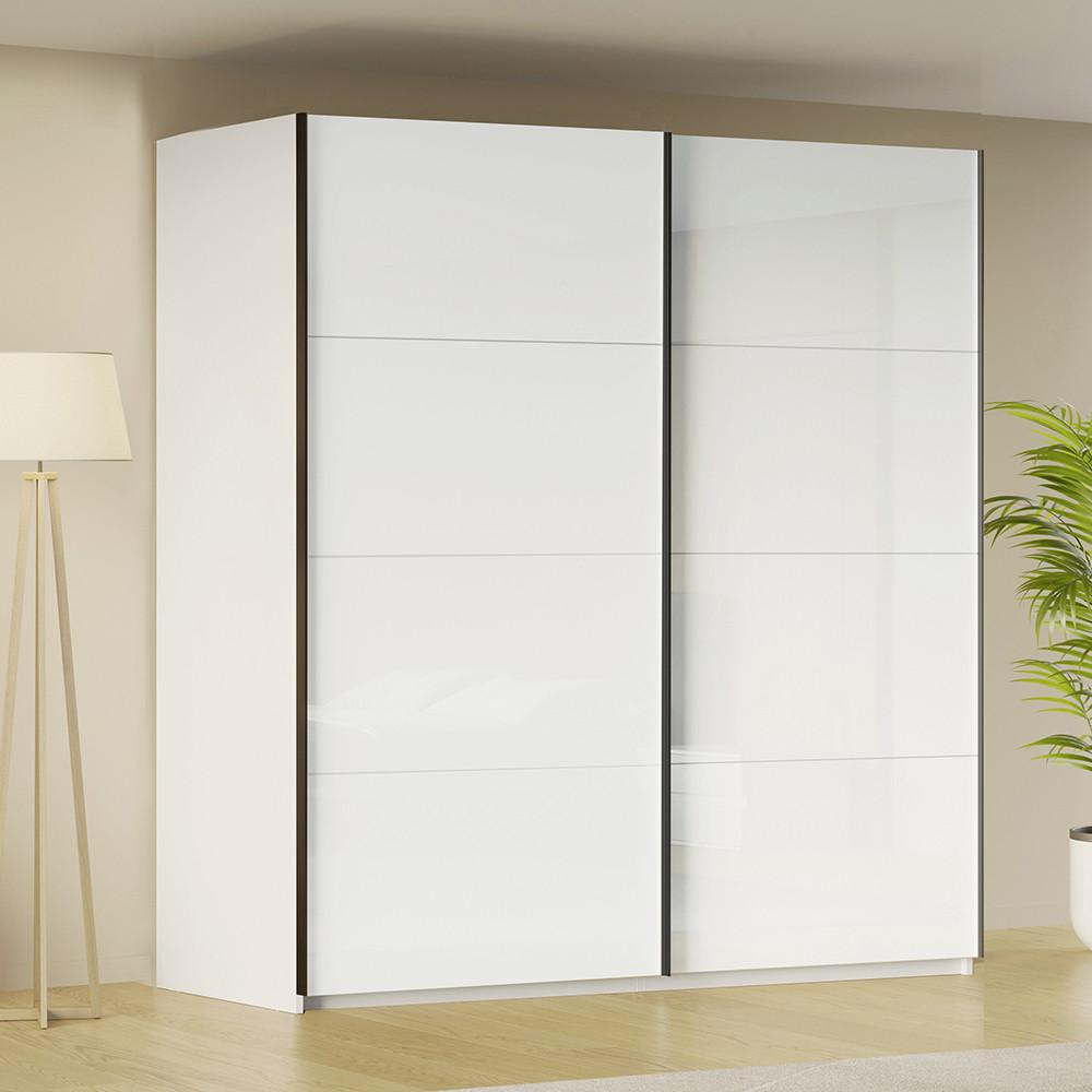 Schwebetürenschrank Family Weiß - Weiß Hochglanz/Alufarben, MODERN, Holzwerkstoff/Metall (200/212/62cm) - Mömax