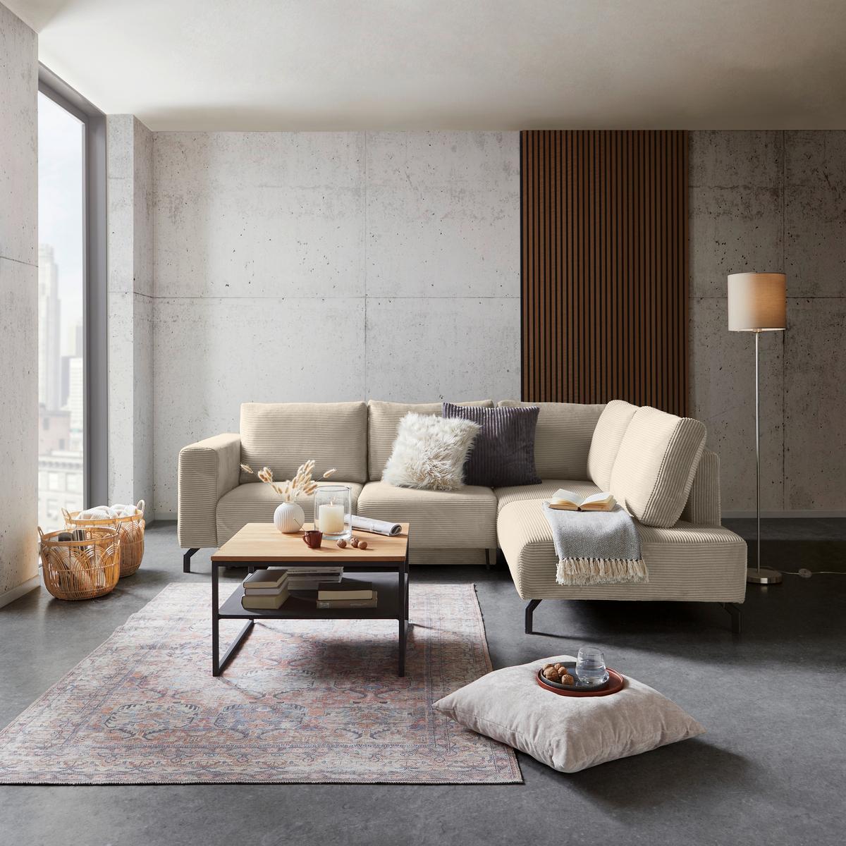 Colțar VENI - bej, Modern, textil (272/210cm) - Modern Living