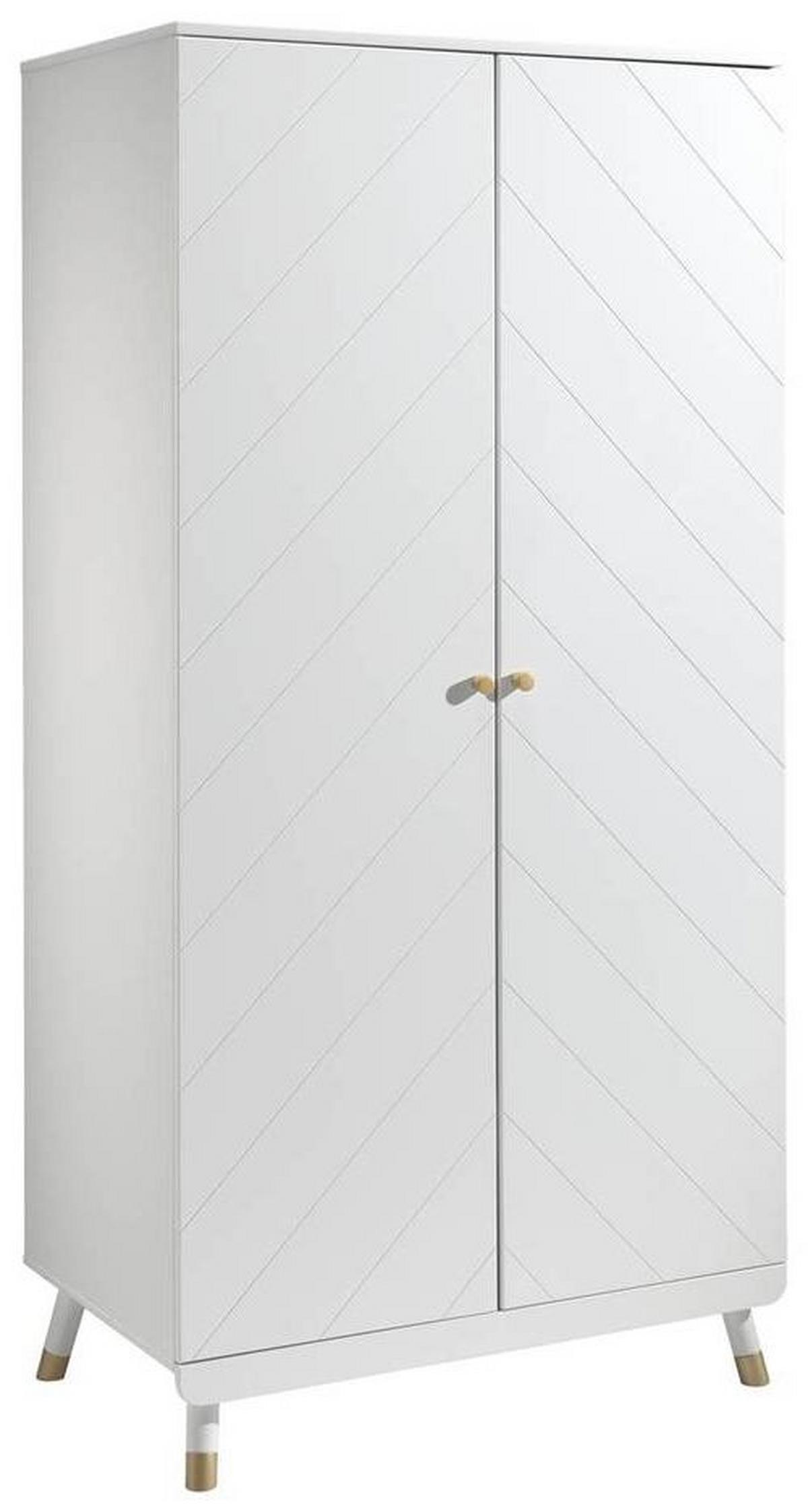 Drehtürenschrank Billy ca. 100x200 cm Weiß - Goldfarben/Weiß, MODERN, Holzwerkstoff/Kunststoff (100/200/59cm) - MID.YOU