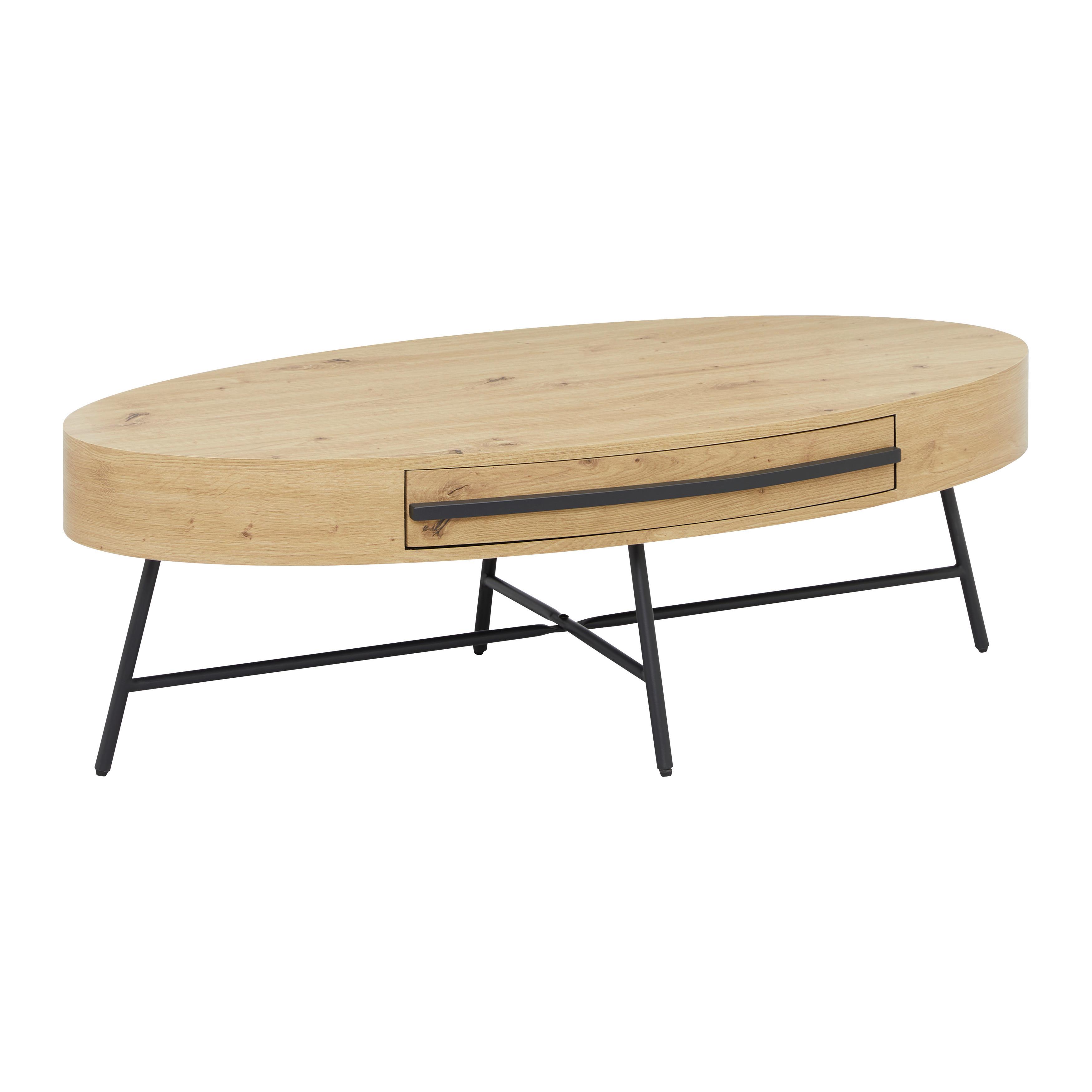 Klubska Miza Emilia, Barva Hrasta, 120x60 - črna/barve hrasta, Moderno, kovina (120/60/40cm) - Bessagi Home