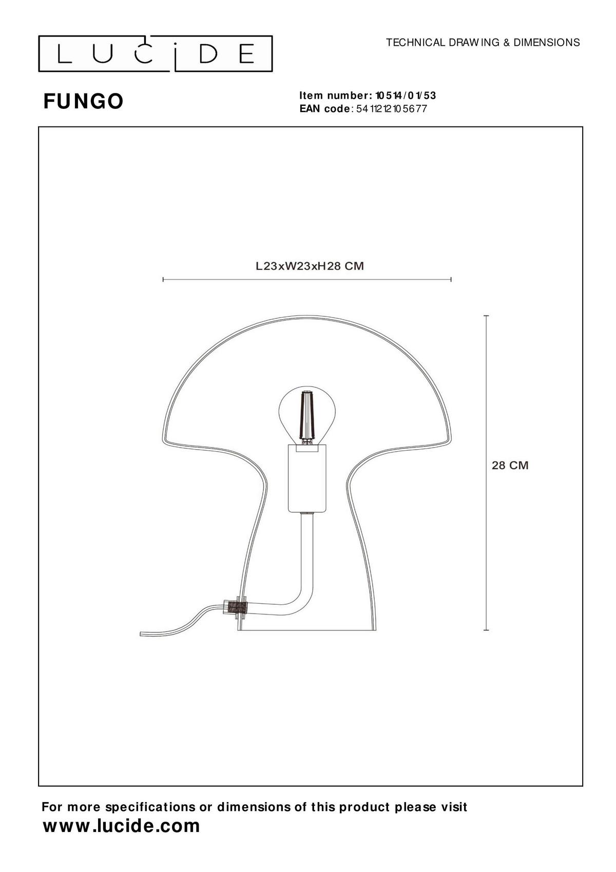 Tischleuchte 10514/01/53 Fungo - Orange, Trend, Glas (23/23/28cm) - Lucide