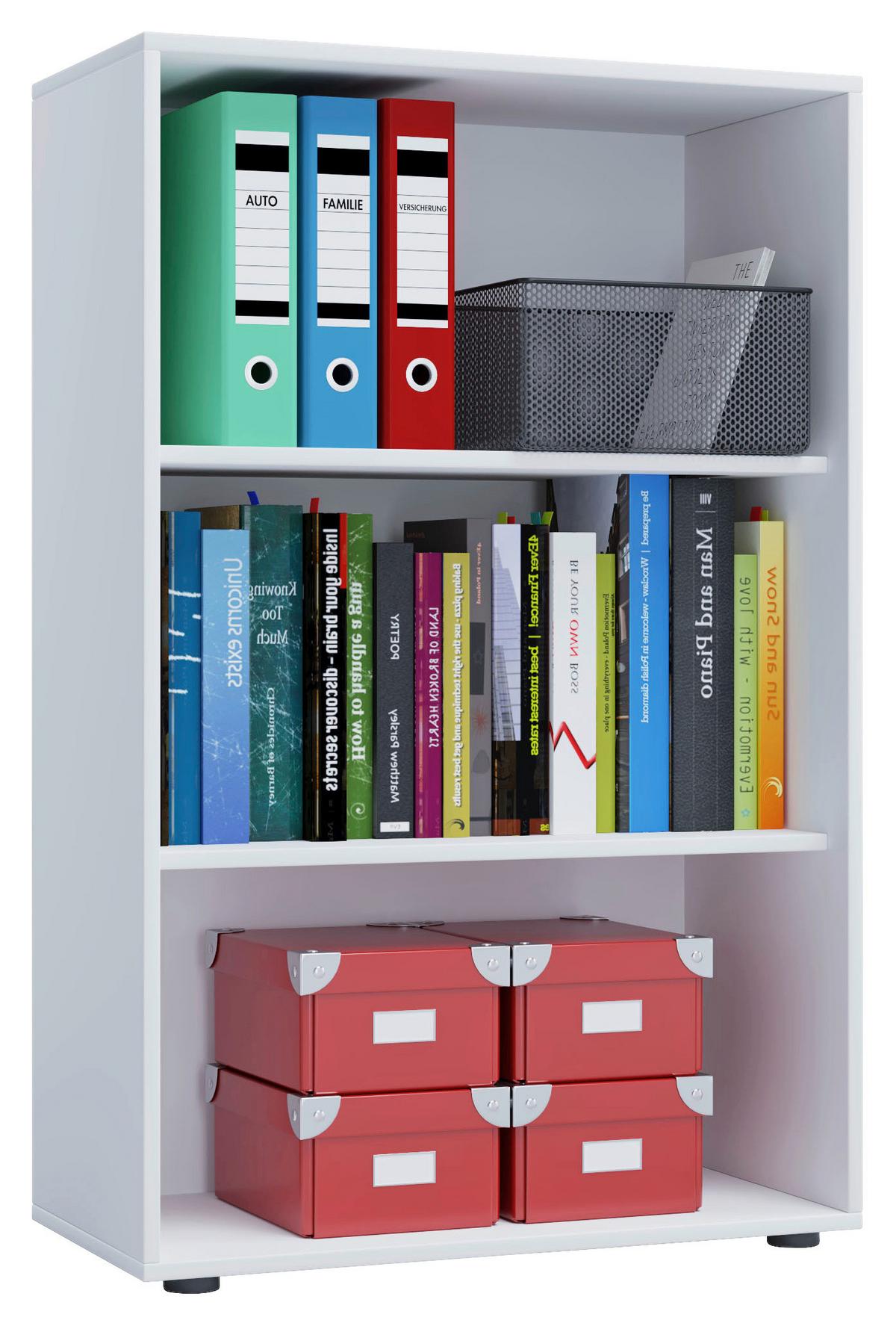 Pisarniški Regal Lona Xl, Bela - črna/bela, Basics, umetna masa/leseni material (70/105/37cm) - MID.YOU