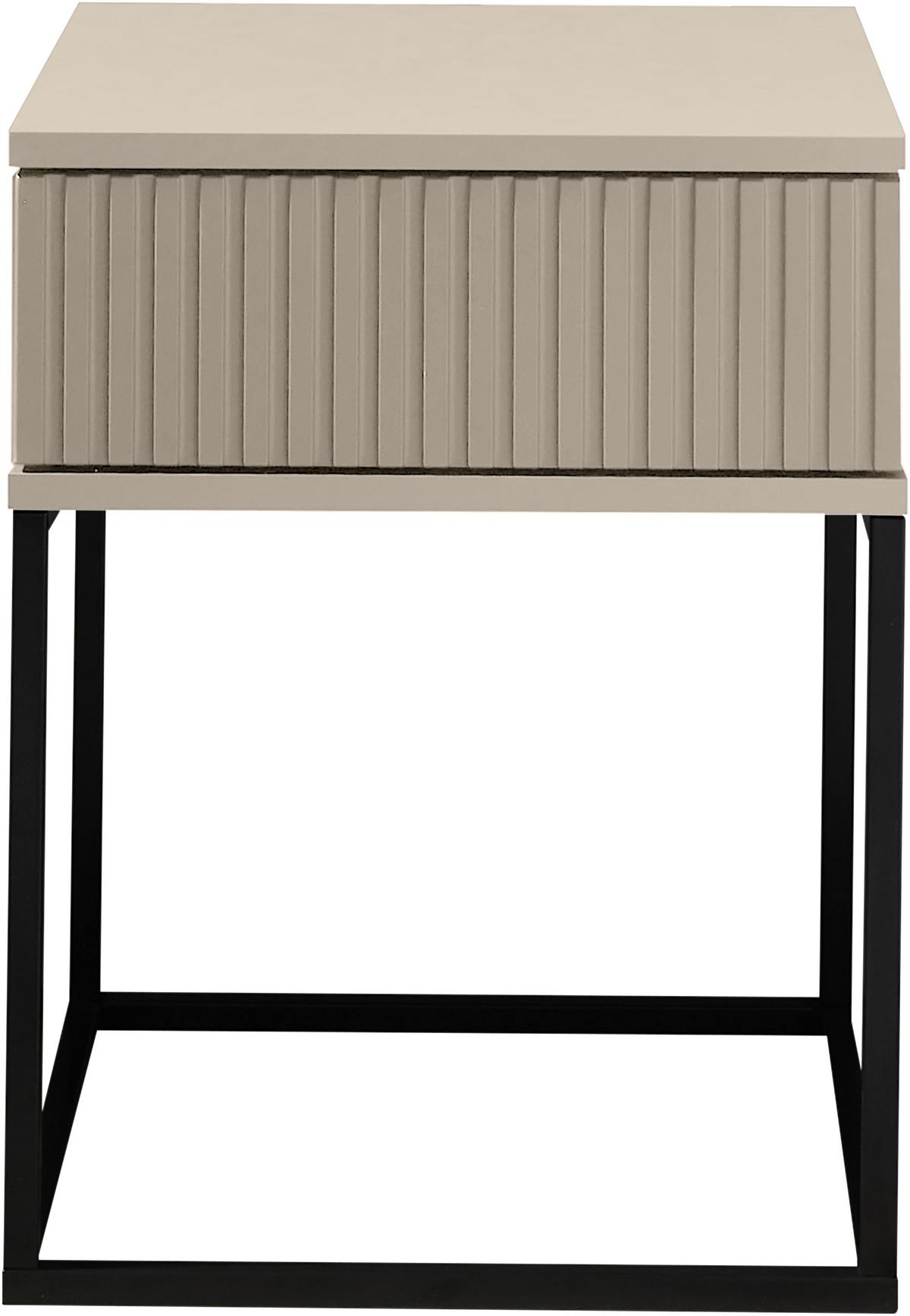 SZAFKA NOCNA MARLE - kaszmir/czarny, Modern, materiał drewnopochodny/metal (40/51,7/38,5cm) - Livetastic