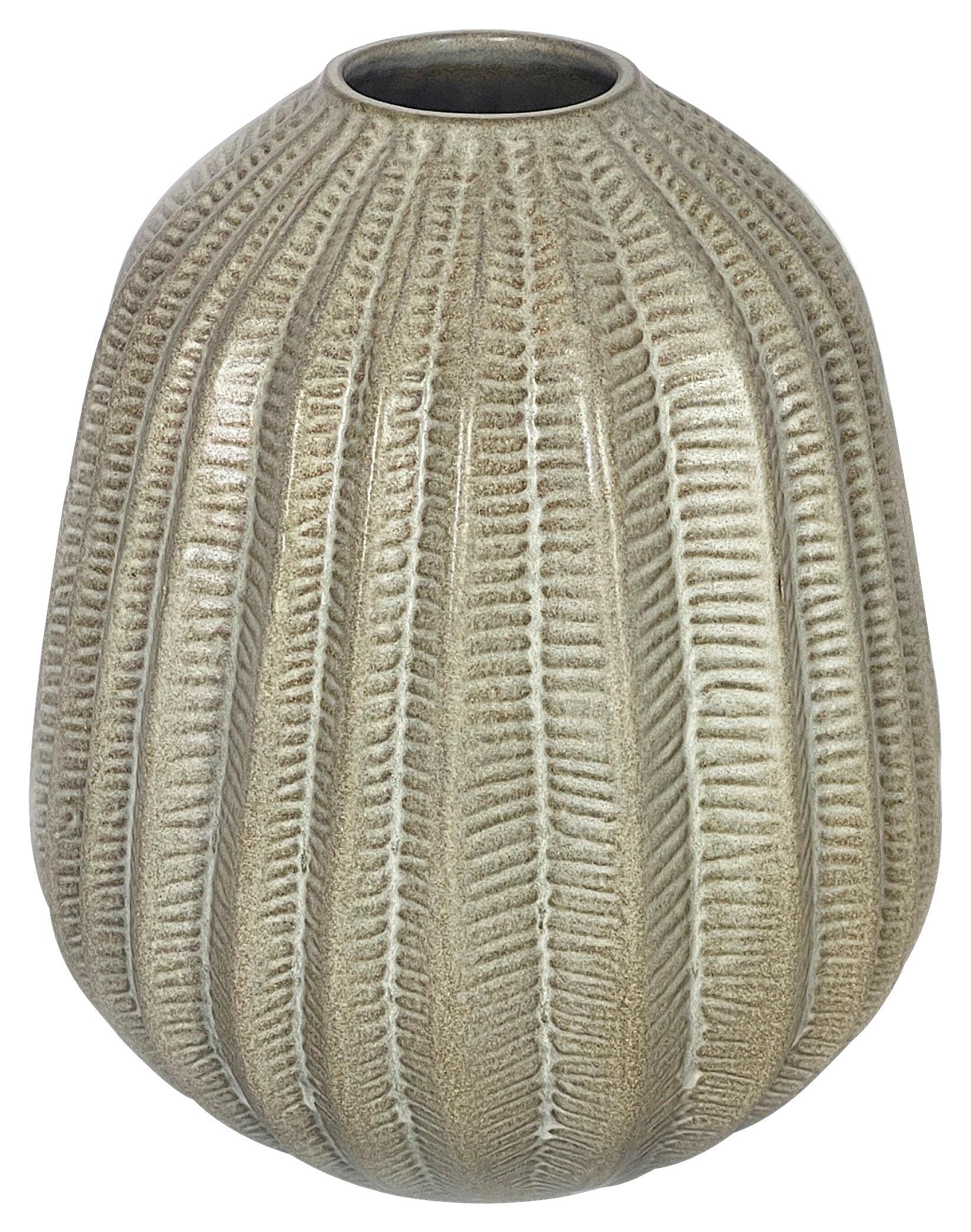 Vase Cactus in Cremefarben Ø ca. 20,5cm - Creme, Keramik (20,5/25cm) - Modern Living