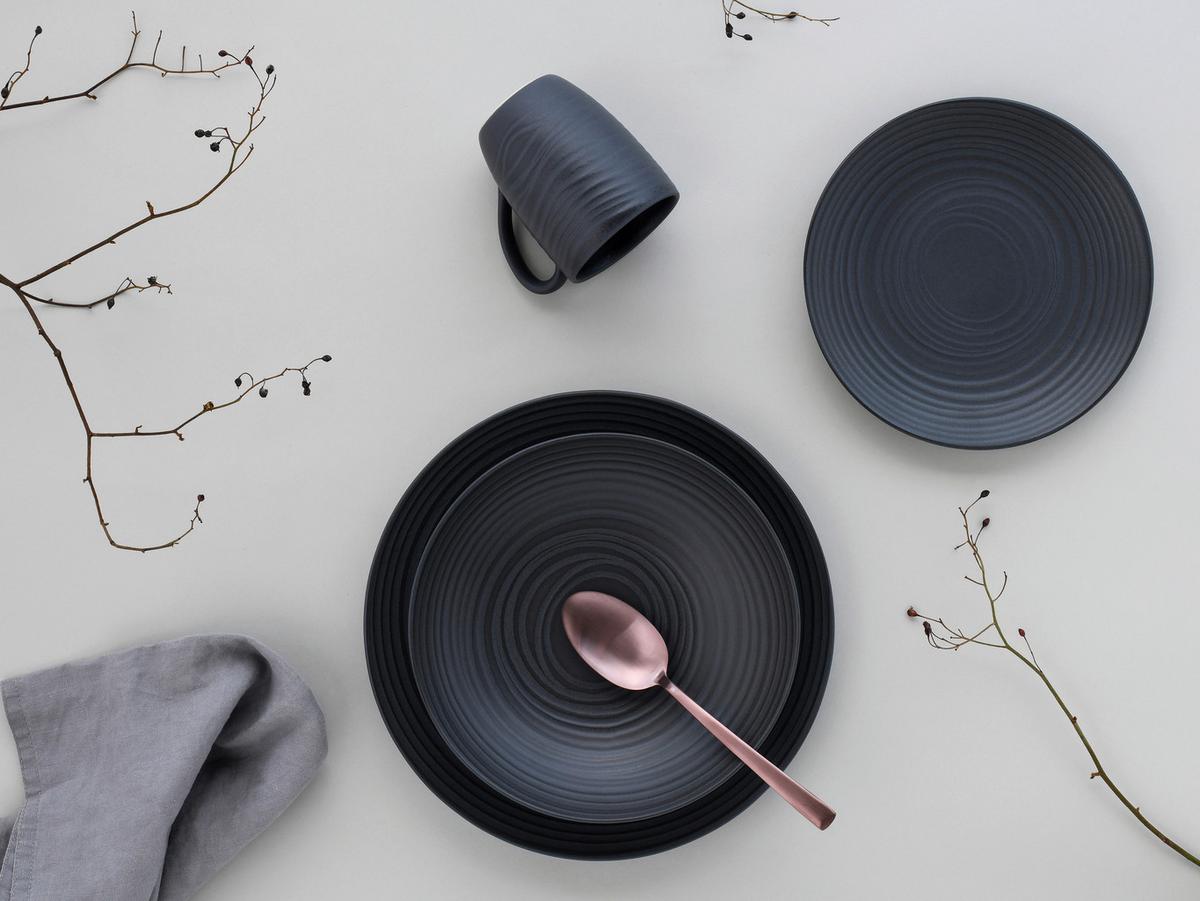 Set Skodelic Lava Stone Black, 6-Delni - temno siva, Basics, keramika - Creatable