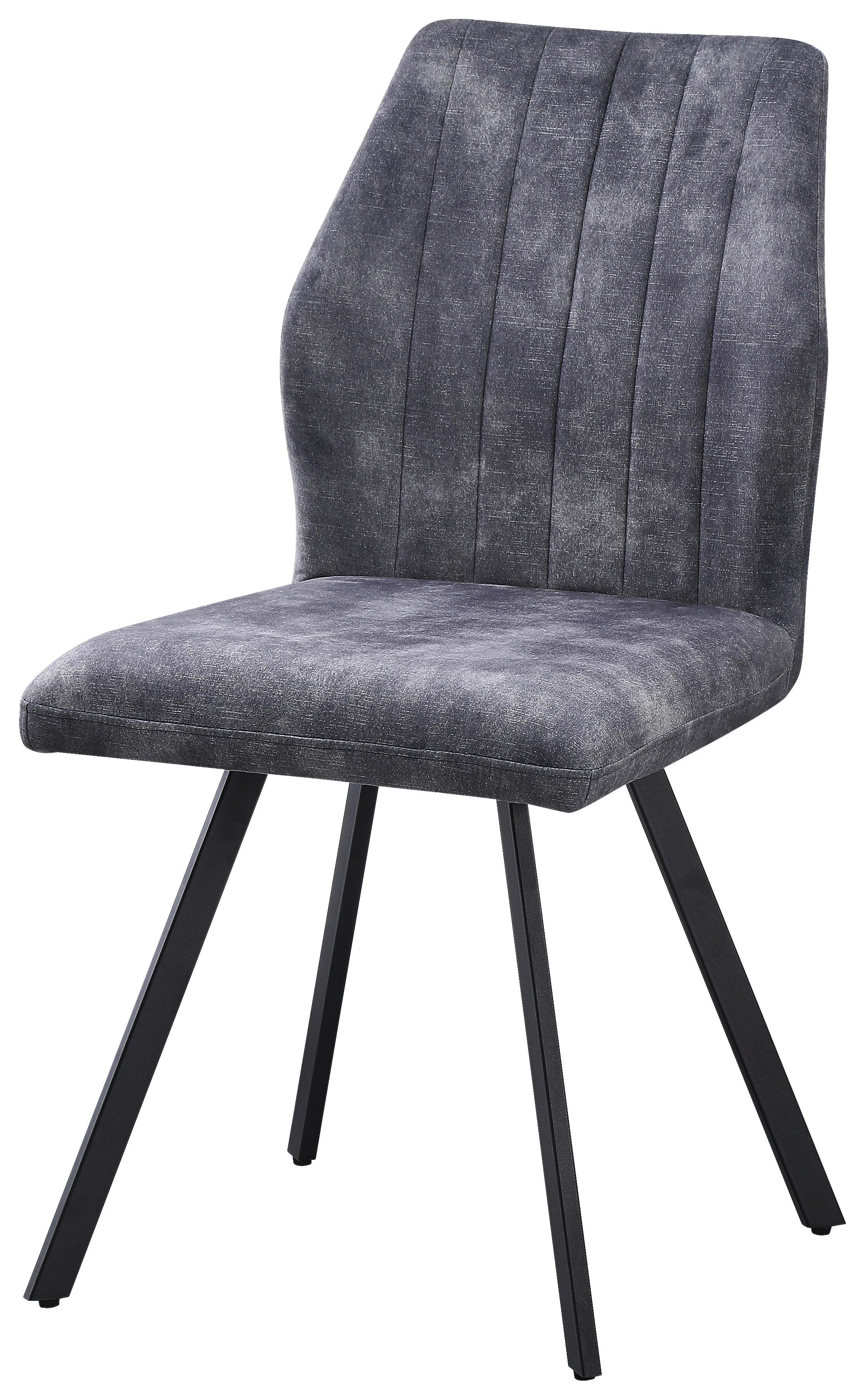 Scaun cu patru picioare JOHANNA - negru/gri, Modern, metal/textil (46/90/60cm)
