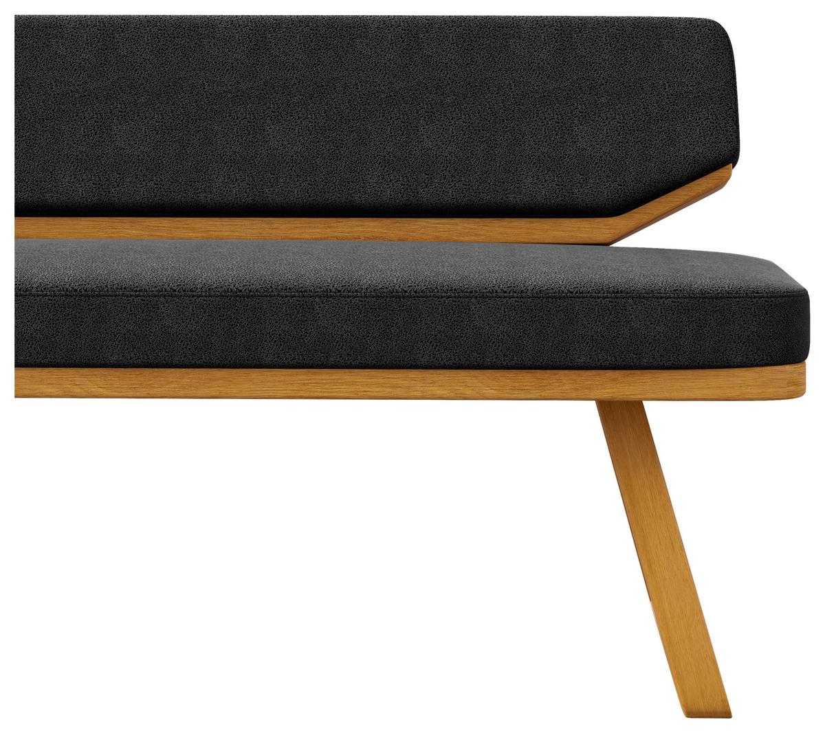 ŁAWKA ALMERO - kolor dębowy/ciemnoniebieski, Basics, drewno/tkanina (190/80/52cm) - Carryhome