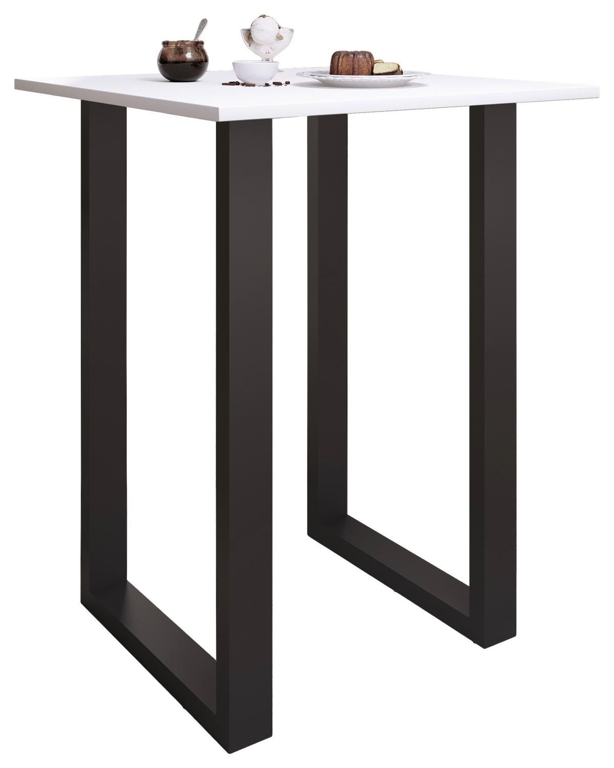 Bartisch XONA Schwarz/Weiß ca.80x102x80cm - Silberfarben/Schwarz, KONVENTIONELL, Holzwerkstoff/Metall (80/80/102cm)