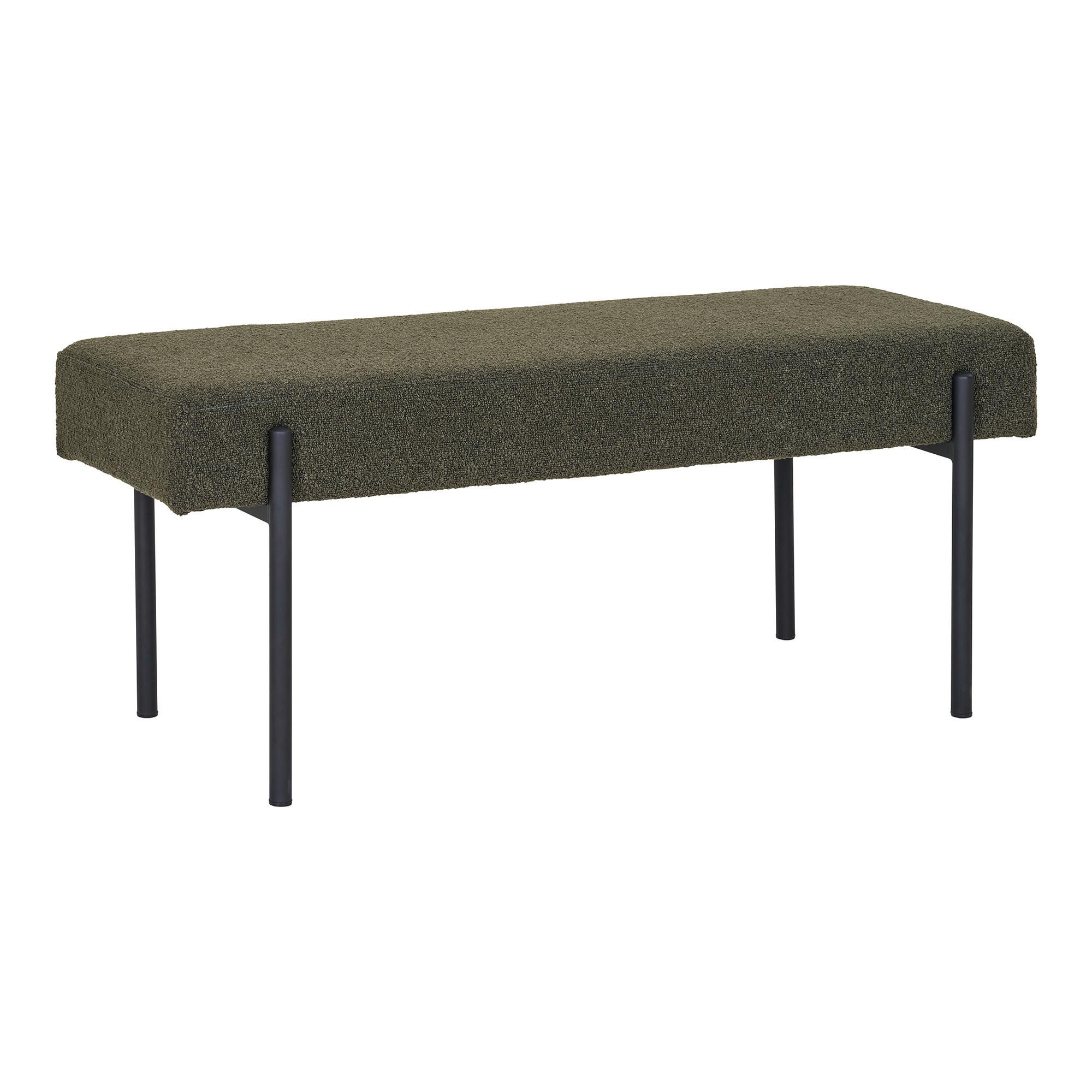 Garderobenbank Swindon Dunkelgrün Bouclé - Dunkelgrün/Schwarz, Design, Textil/Metall (100/42,5/36cm) - MID.YOU