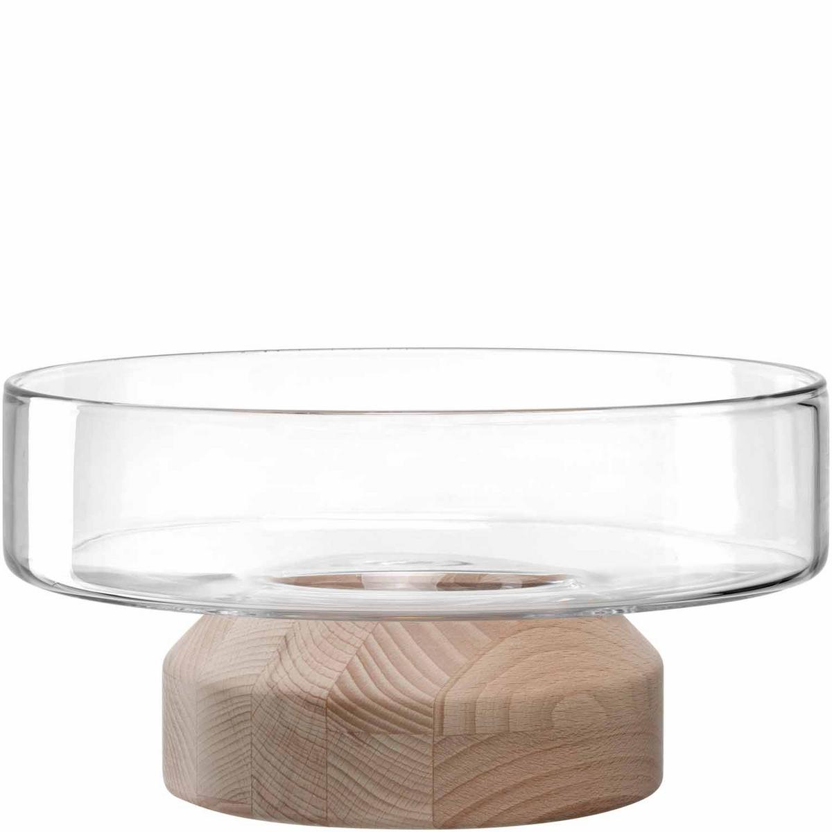 Dekoschale Braun/Glas - Transparent/Braun, KONVENTIONELL, Glas/Holz (26,50/13,40/26,50cm) - Leonardo