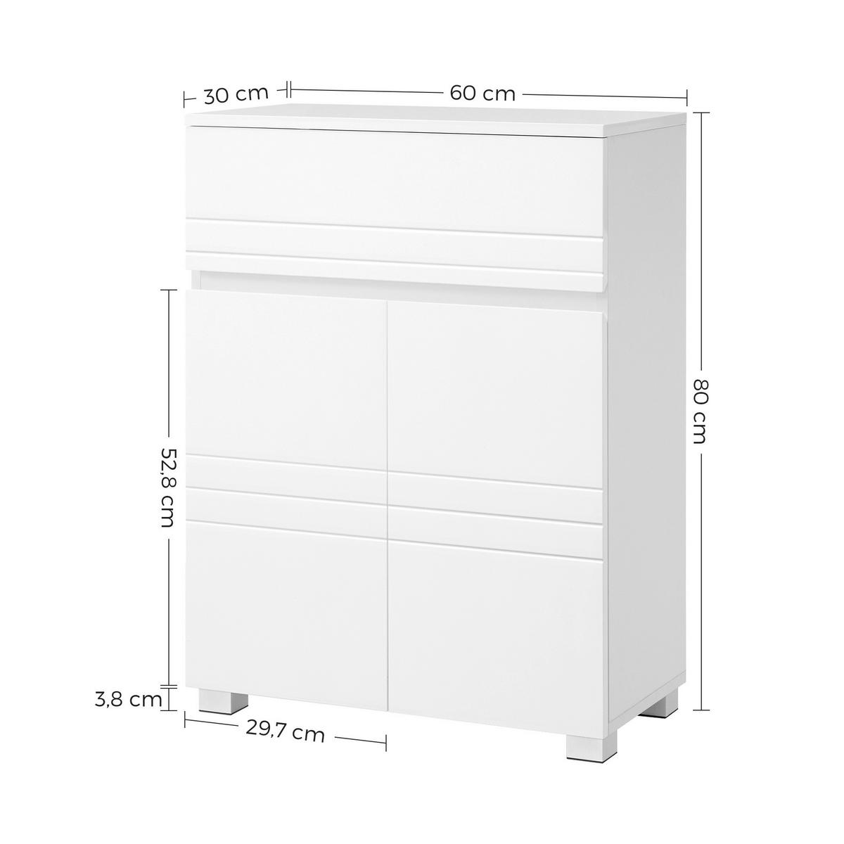 MIDISCHRANK BBK140W01 - Silberfarben/Weiß, Trend, Holzwerkstoff/Kunststoff (60/80/30cm) - MID.YOU