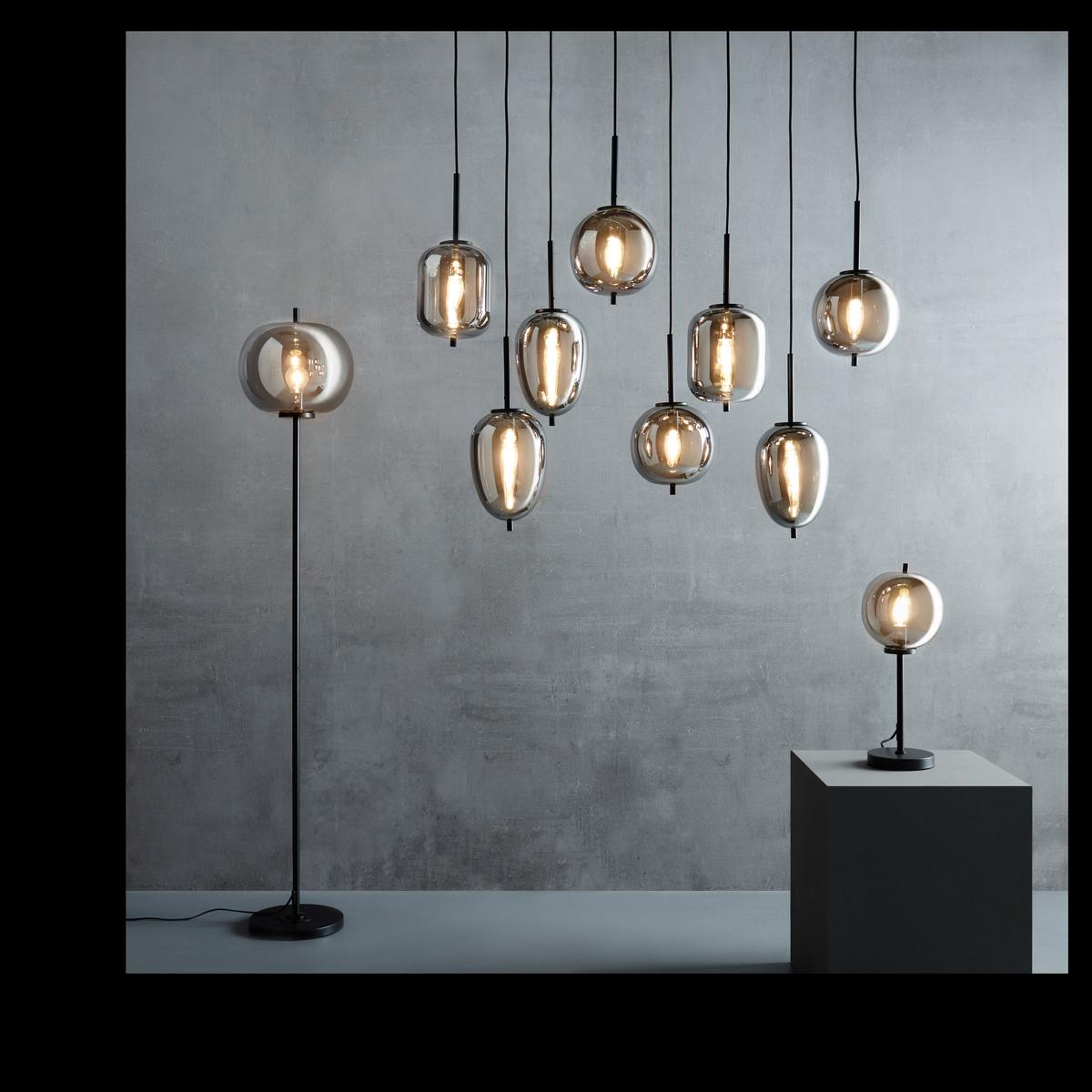 Hängeleuchte Blacky in Grau/Schwarz max. 40 Watt - Schwarz/Grau, MODERN, Glas/Metall (94/34/120cm)