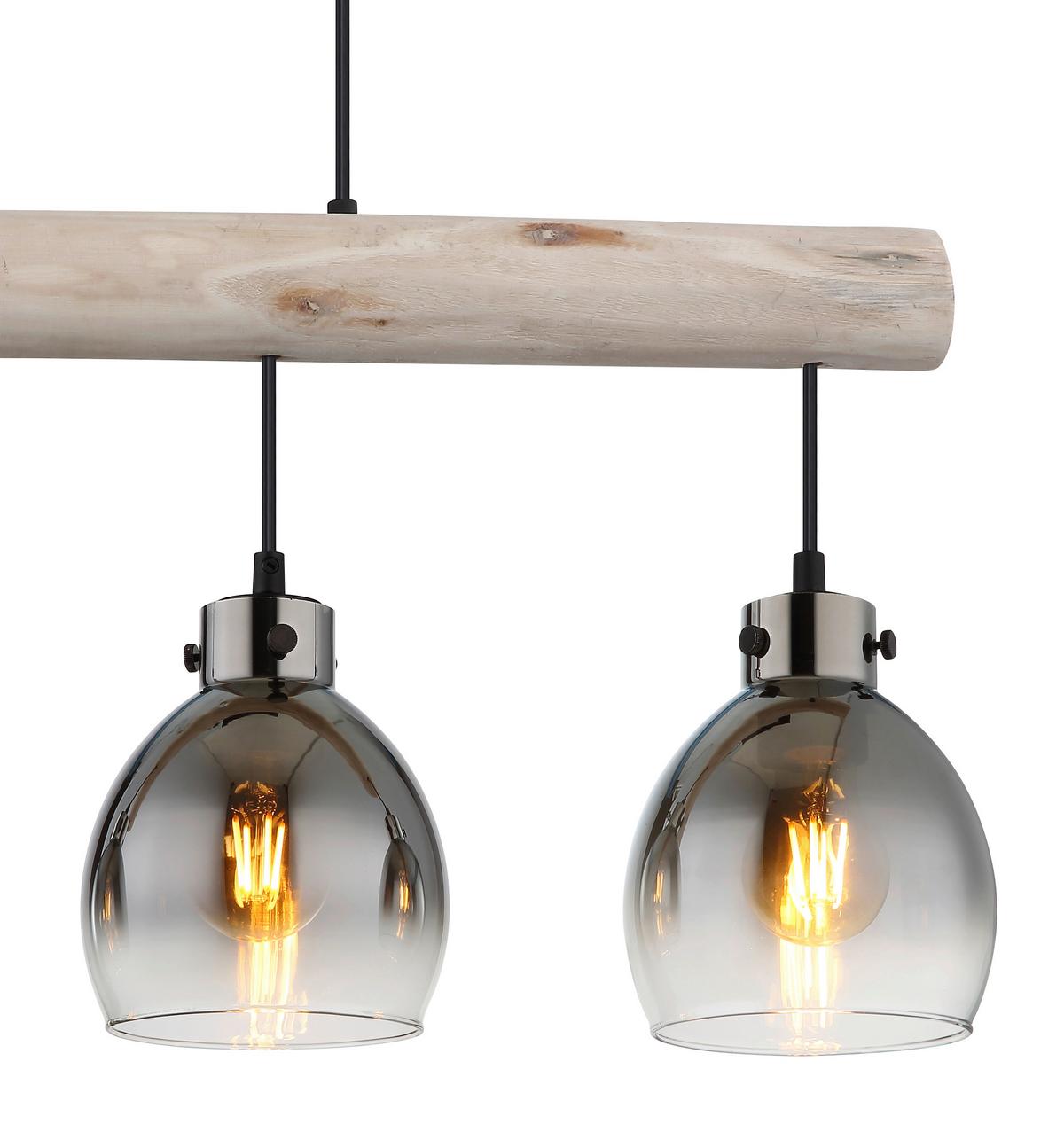 Hängeleuchte Ryan Natur/Schwarz max. 40 Watt - Schwarz/Naturfarben, Natur, Glas/Holz (82,5/15/140cm) - Globo