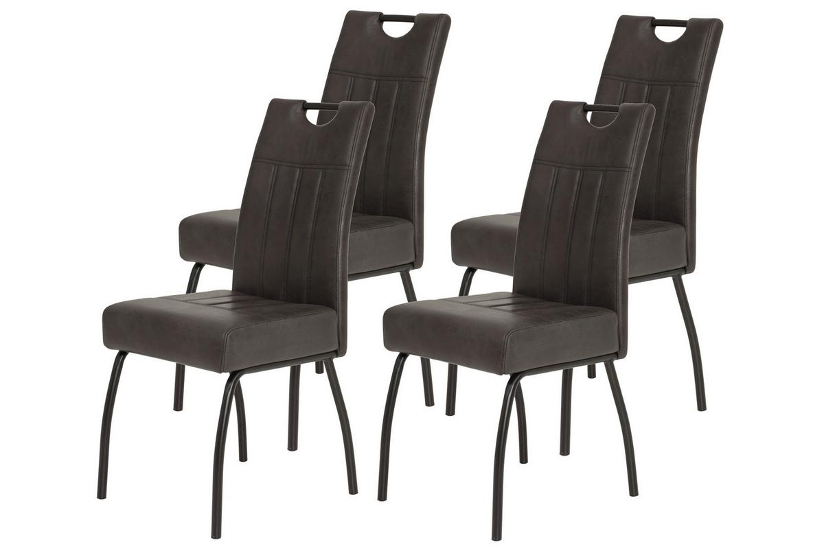 Stuhl-Set Beate S 4er-Set ca. 43x99 cm Anthrazit - Anthrazit/Schwarz, MODERN, Textil/Metall (43/99/60cm) - MID.YOU
