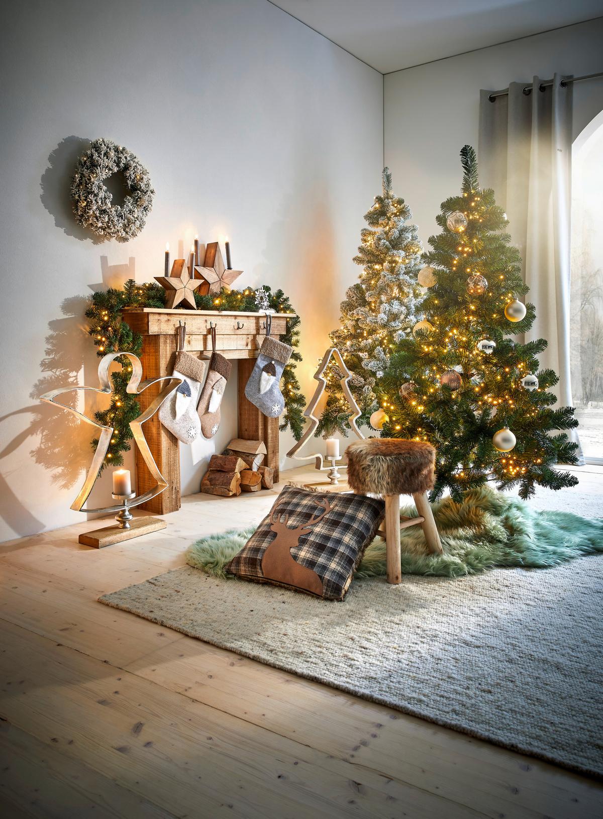 ŚWIECZNIK DO ŚWIEC DŁUGICH 2024292 - kolor naturalny, Natur, metal/drewno (25/8/24cm)