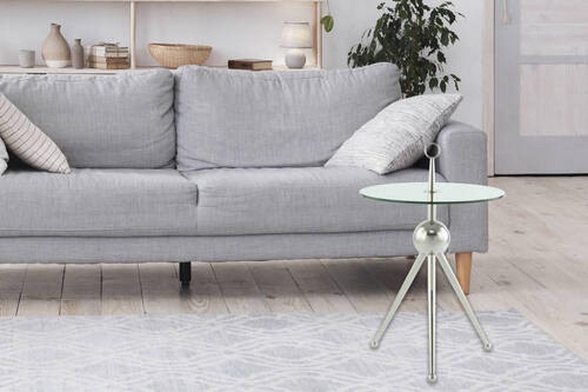 BEISTELLTISCH LCUHL-SIV - Silberfarben, Modern, Glas/Metall (46/46/52cm) - Kayoom