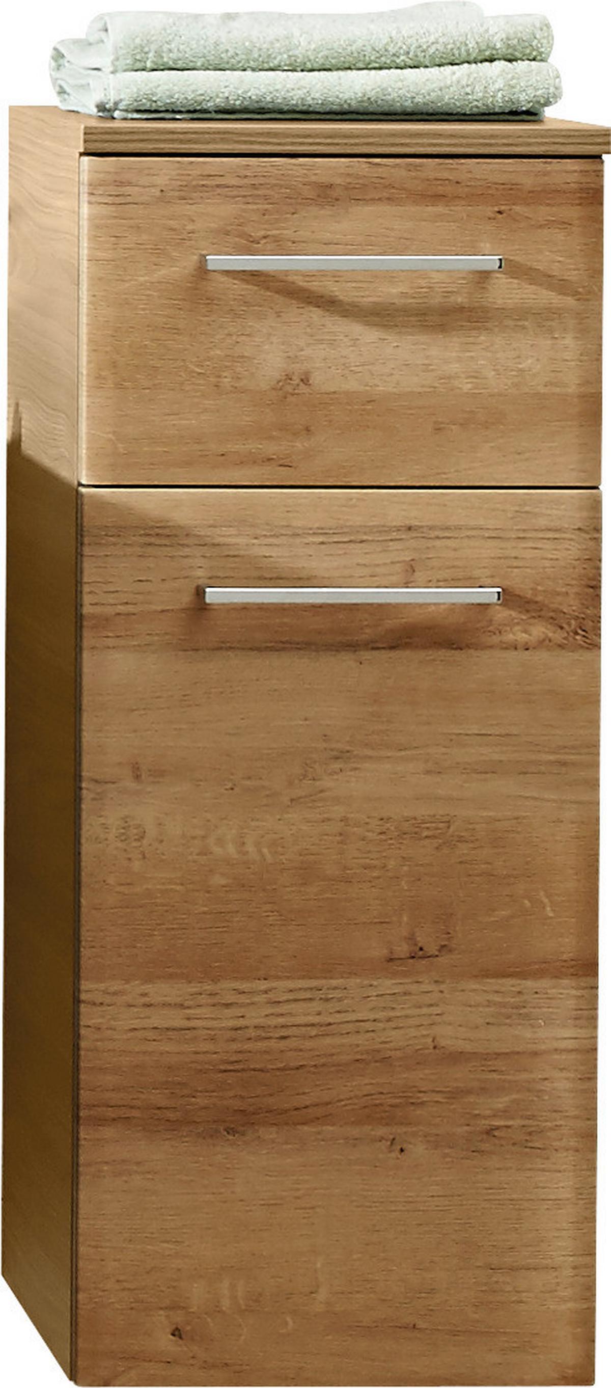 SZAFKA DOLNA PAULA - kolor dębowy/kolor chromowy, Konventionell, materiał drewnopochodny/szkło (30/72/33cm) - Xora