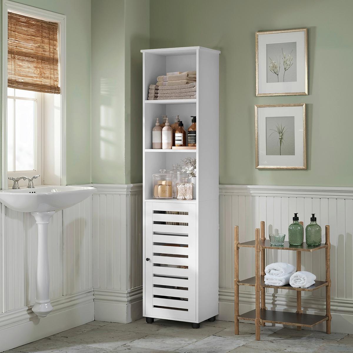 MIDISCHRANK BATHROOM CABINET - Schwarz/Weiß, MODERN, Holzwerkstoff/Metall (40/167/30cm) - MID.YOU