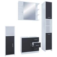 Badezimmer Zalo 4-tlg. ca. 140 cm Schwarz/Weiß - Schwarz/Weiß, MODERN, Holzwerkstoff (140cm) - MID.YOU