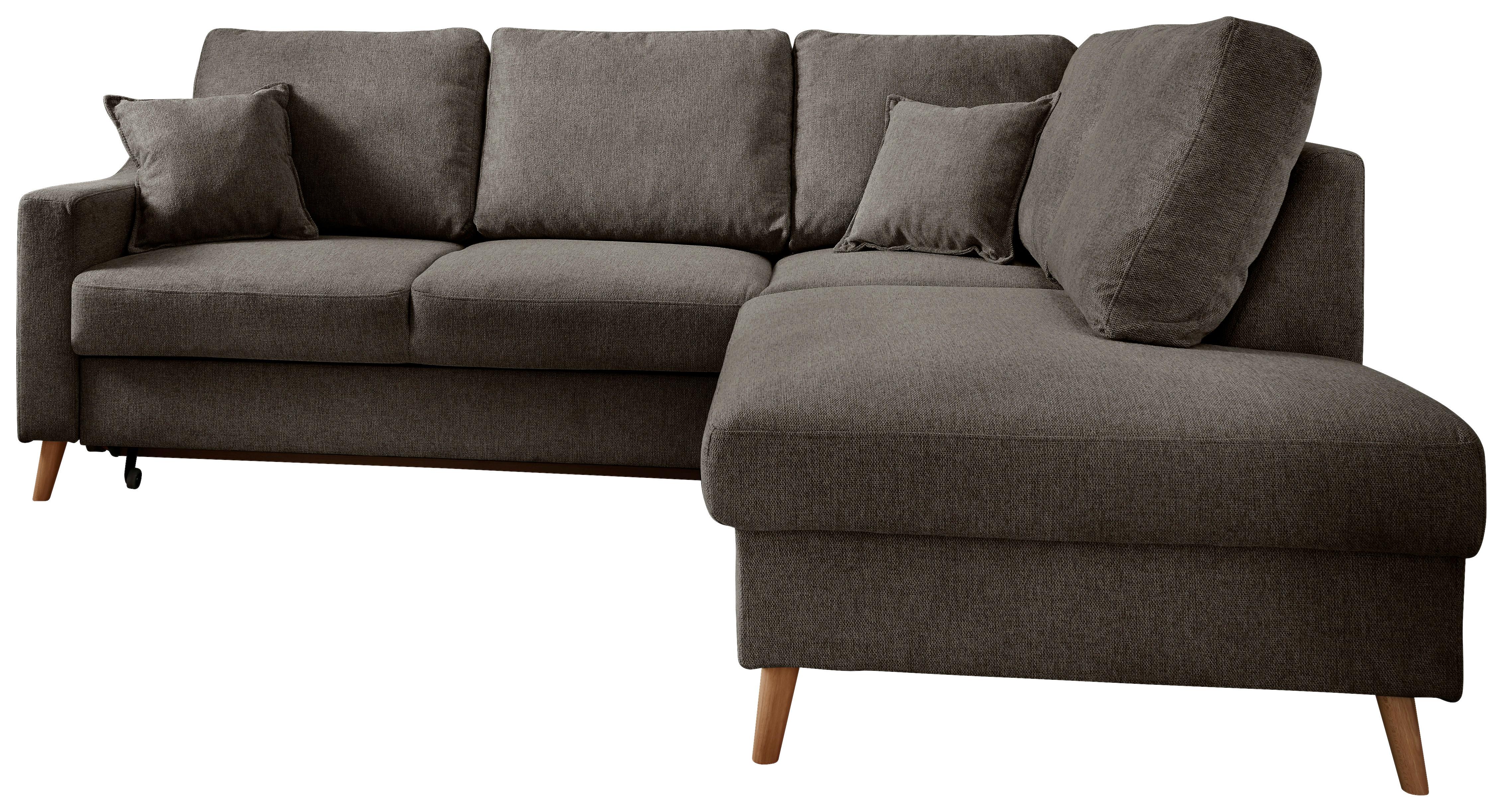Wohnlandschaft Valentina Braun Struktur - Braun/Naturfarben, KONVENTIONELL, Holz/Textil (230/200cm) - P & B