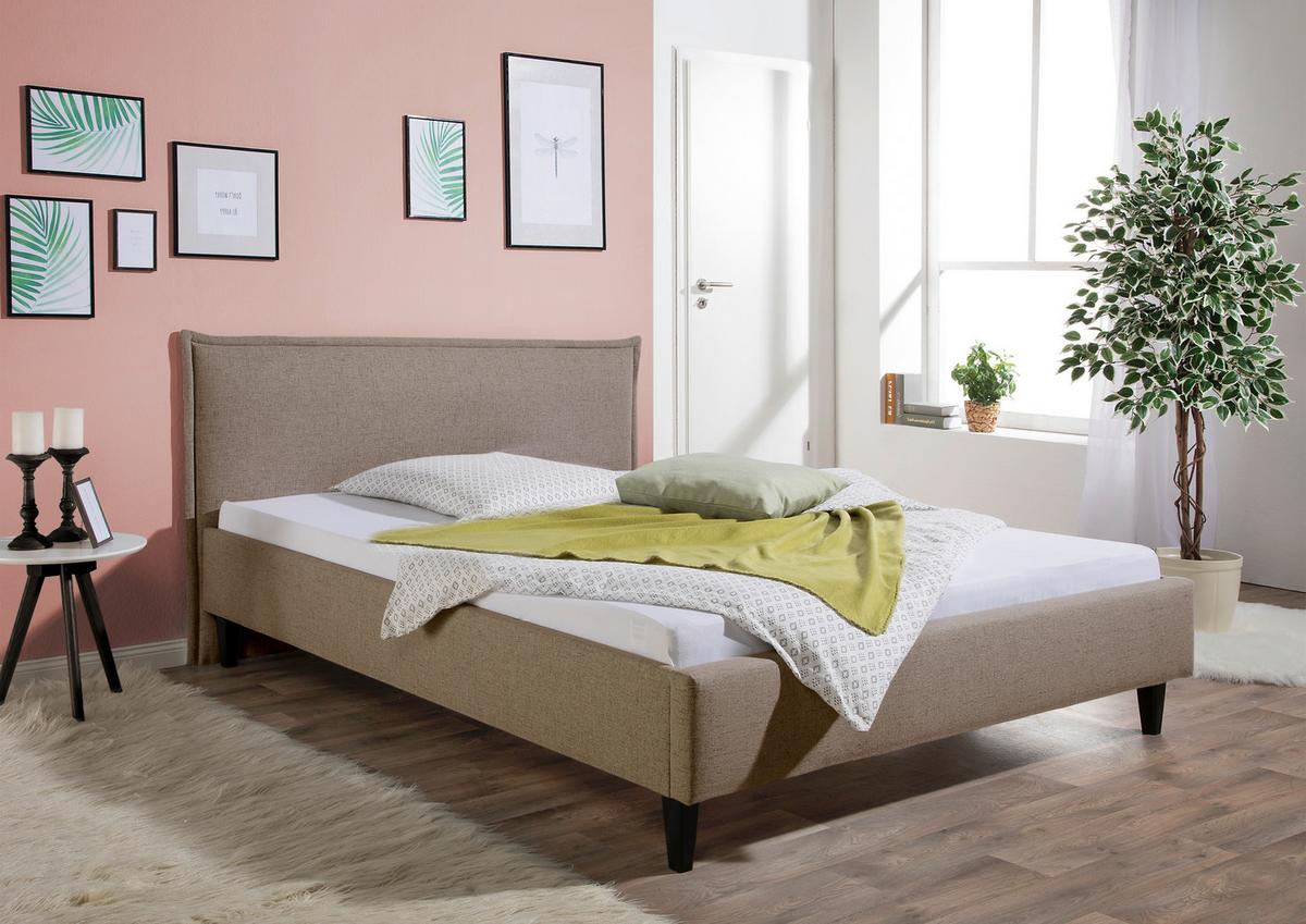 Polsterbett Rosewell Hellbraun ca. 140x200 cm - Hellbraun/Schwarz, MODERN, Holz/Textil (140/200cm) - Livetastic