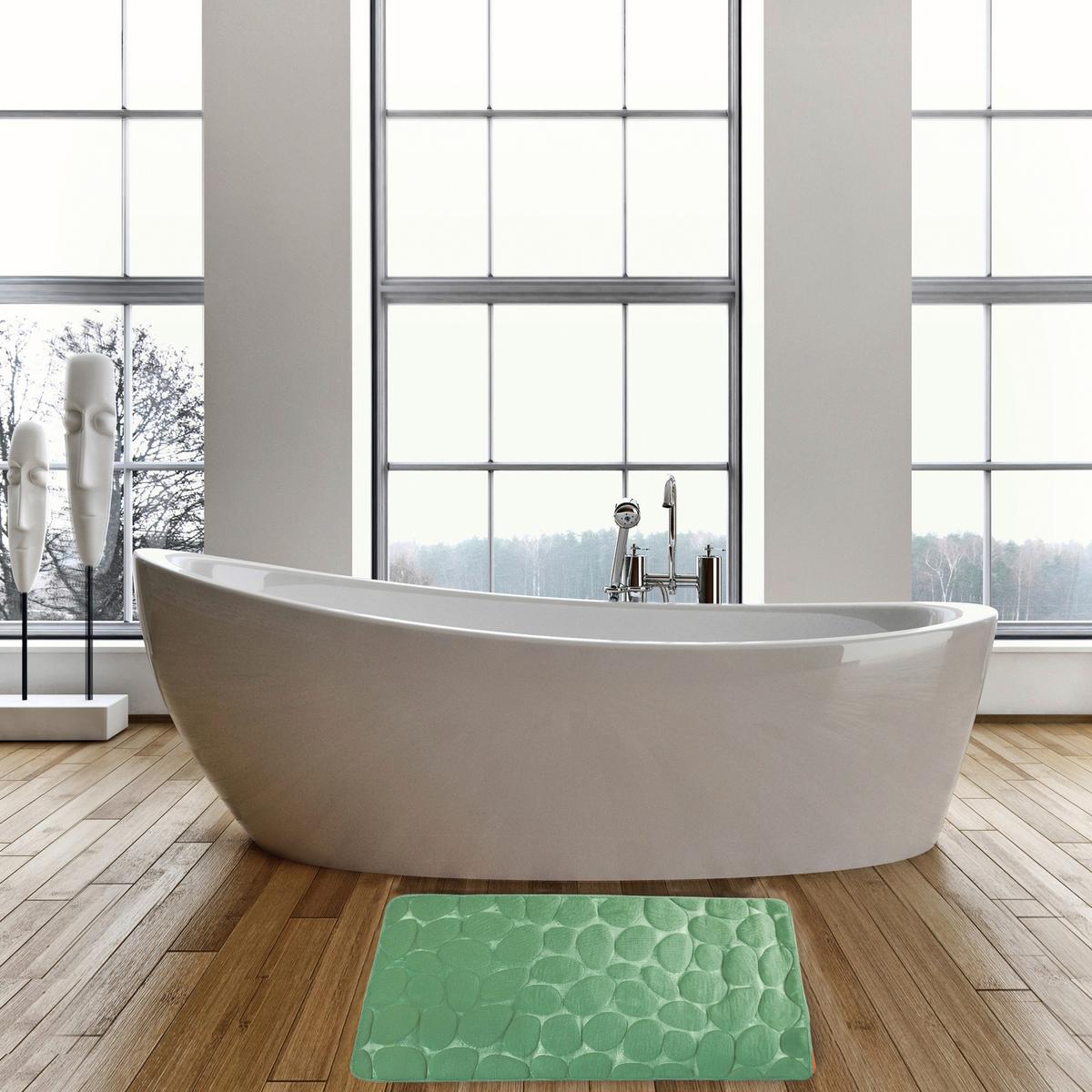 Badteppich 142025 Kiesel - Grün, Konventionell (50/80cm) - Spirella