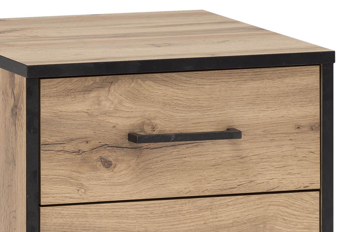 Rollcontainer "Serie 2000" , eiche - Eichefarben/Schwarz, KONVENTIONELL, Holzwerkstoff/Kunststoff (40,1/57/50cm) - MID.YOU