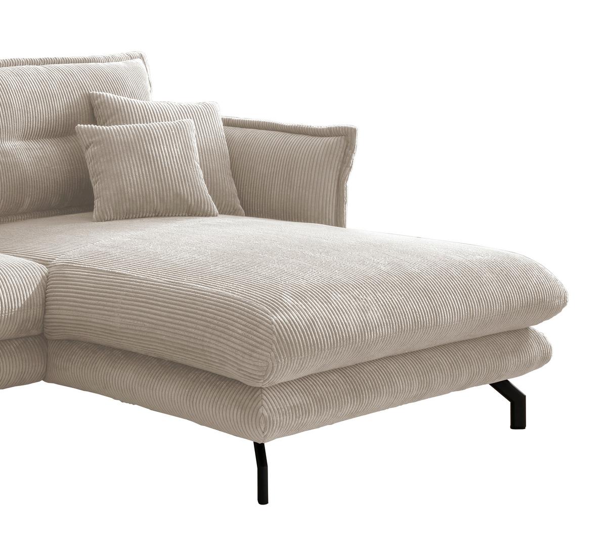 Wohnlandschaft Lava Beige Cord - Beige/Schwarz, MODERN, Textil/Metall (255/180cm) - Livetastic