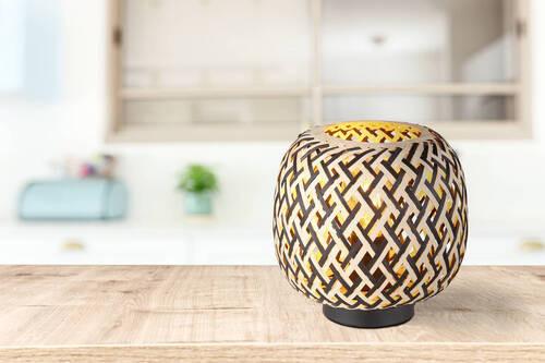 Tischleuchte Colly Naturfarben/Schwarz max. 15 W - Schwarz/Naturfarben, Natur, Naturmaterialien/Kunststoff (20/19,5cm) - Globo