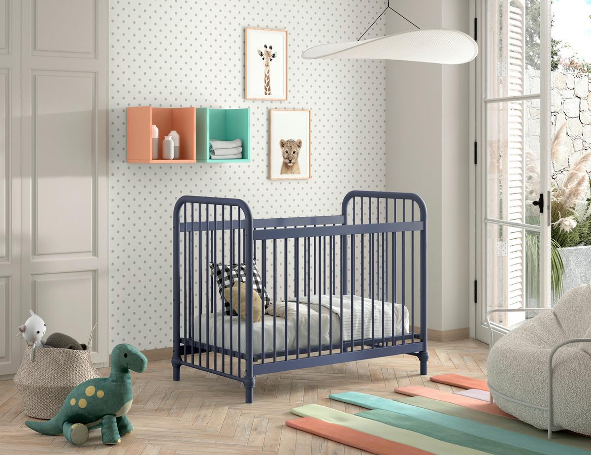 Gitterbett Bronxx ca. 60x120 cm Blau Matt - Blau, ROMANTIK / LANDHAUS, Metall (60/120cm) - MID.YOU