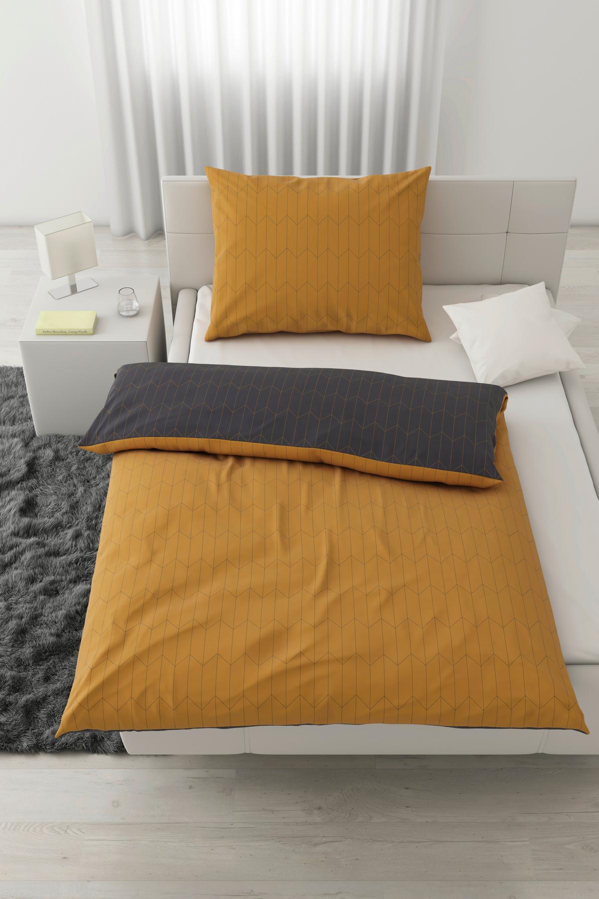 Bettwäsche Tegola in Gelb/Grau ca. 160x210cm - Gelb/Grau, Modern, Textil (160/210cm) - Modern Living