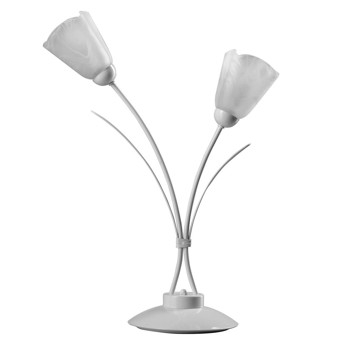 Nachttischleuchte Antron Weiß max. 6 Watt - Weiß, KONVENTIONELL, Glas/Metall (42/60cm)