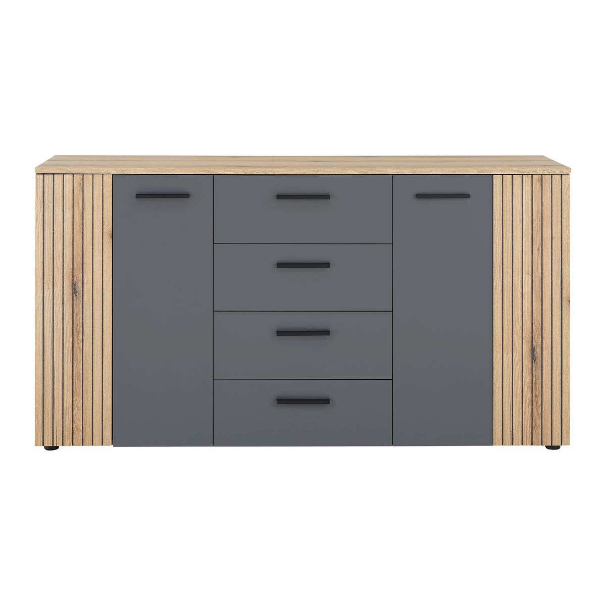 Kommode Cadix Anthrazit/Eichefarben - Eichefarben/Anthrazit, KONVENTIONELL, Holzwerkstoff/Kunststoff (150/83/42cm) - Mömax