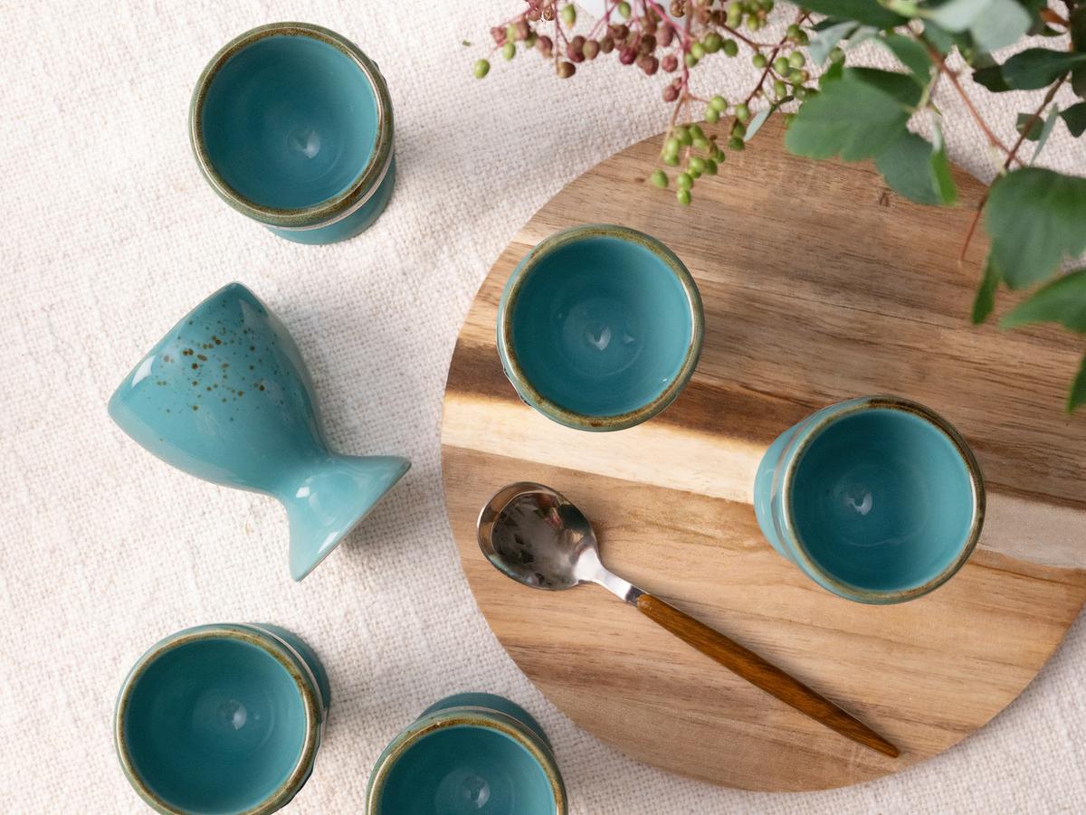 Eierbecherset 33024 Nature Collection - Türkis, Trend, Keramik (5,5cm) - Creatable