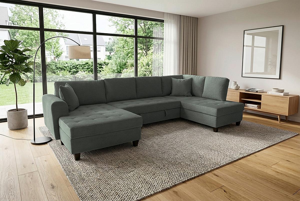 Kutna Garnitura Moritz - zelena, Trend, tekstil (155/324/178cm)