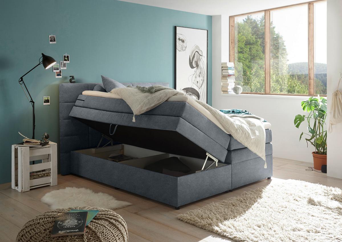 Boxspringbett Tacoma 3 inkl. Topper ca. 180x200cm Anthrazit - Anthrazit, KONVENTIONELL, Kunststoff/Textil (180/200cm) - MID.YOU