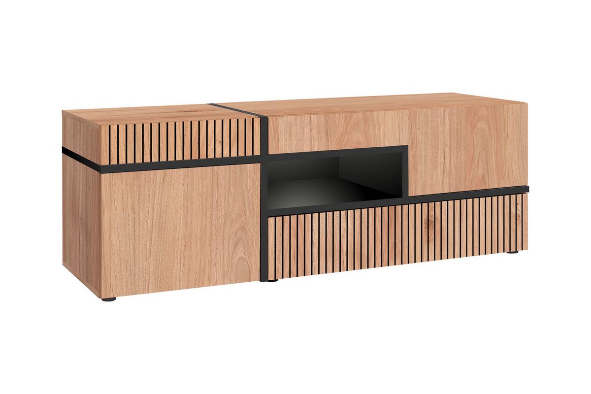 Ansamblu mobilier camera de zi CROSS - hicori/negru, Modern, material pe bază de lemn (330/195/50cm) - Bessagi