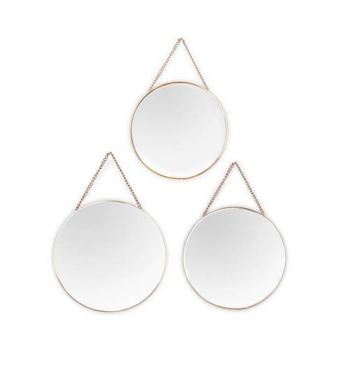 Fali Tükör Szett Cora - arany, Trend, Üveg/fém (20-35/20-35/1cm)