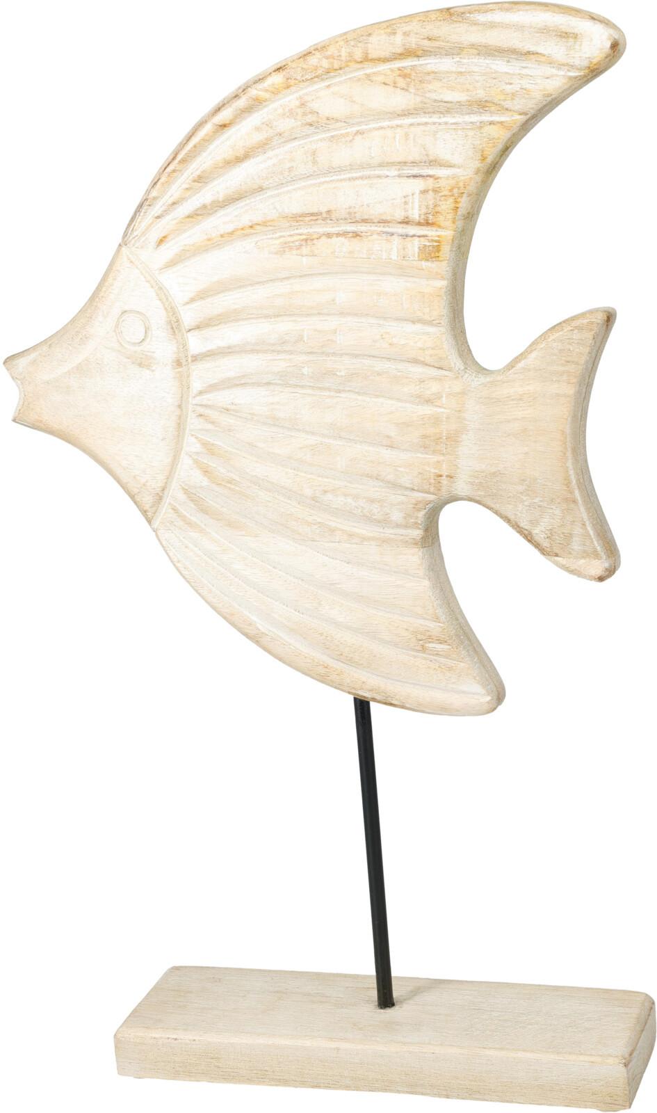 Szobor Fish - natúr színű, Trend, fa/fém (44cm)